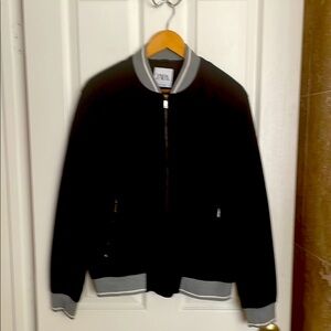 Zara Black Bomber Jacket with Gray Trim